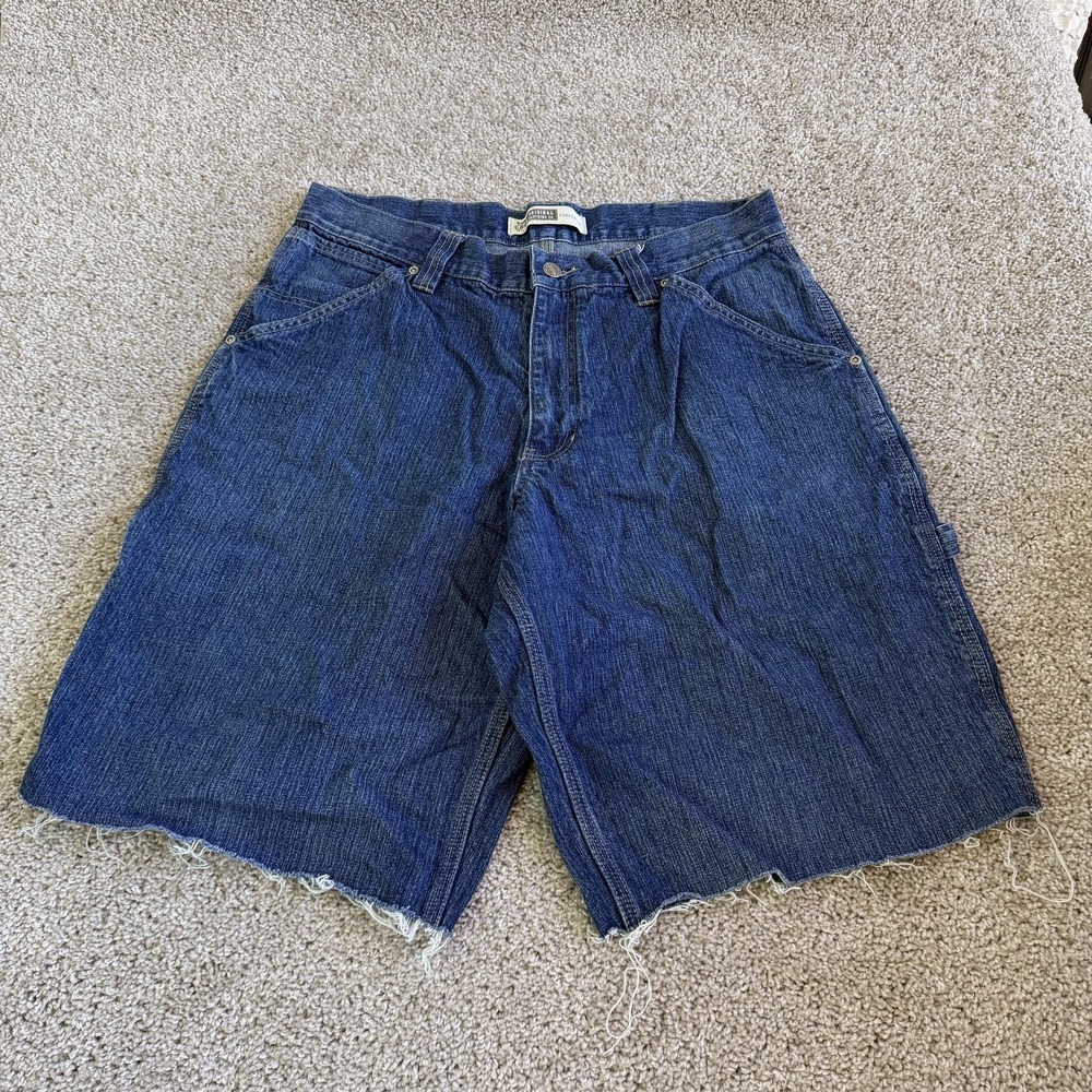 Route 66 Carpenter Denim Shorts Mens 36 Blue Cotton Cutoff Jorts Workwear Casual